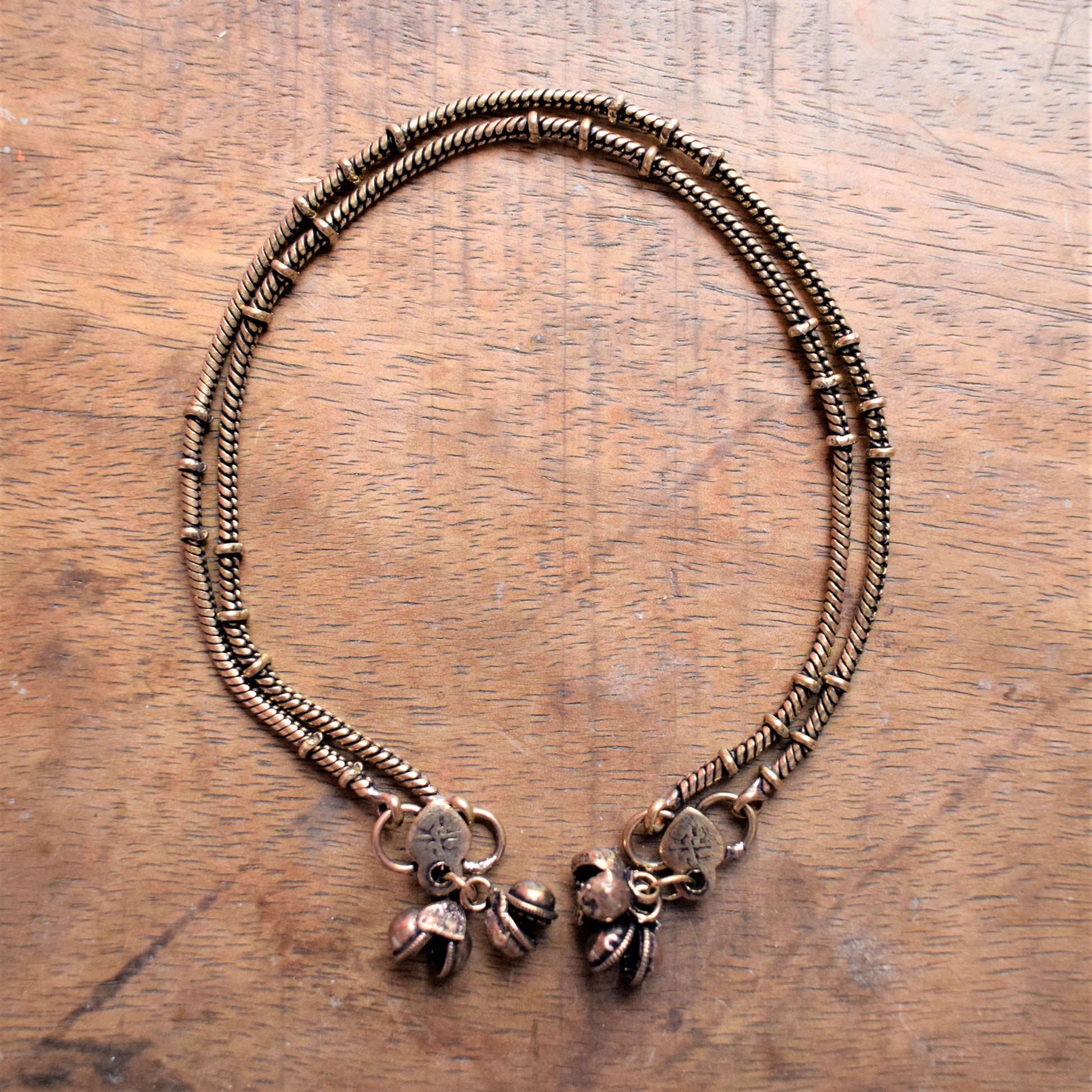 Golden Oxidised Tribal Dot Anklet - GlitterGleam
