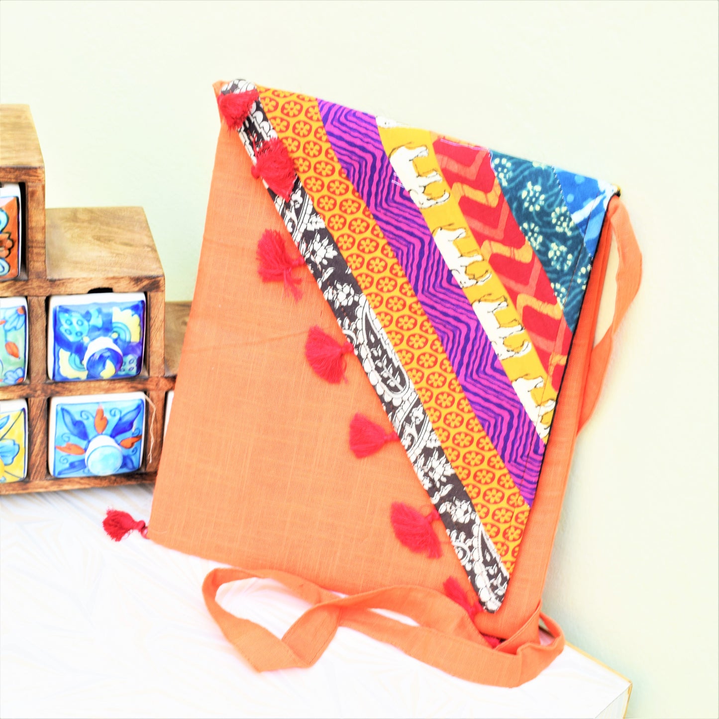 Handmade Orange Banjara Sling Bag