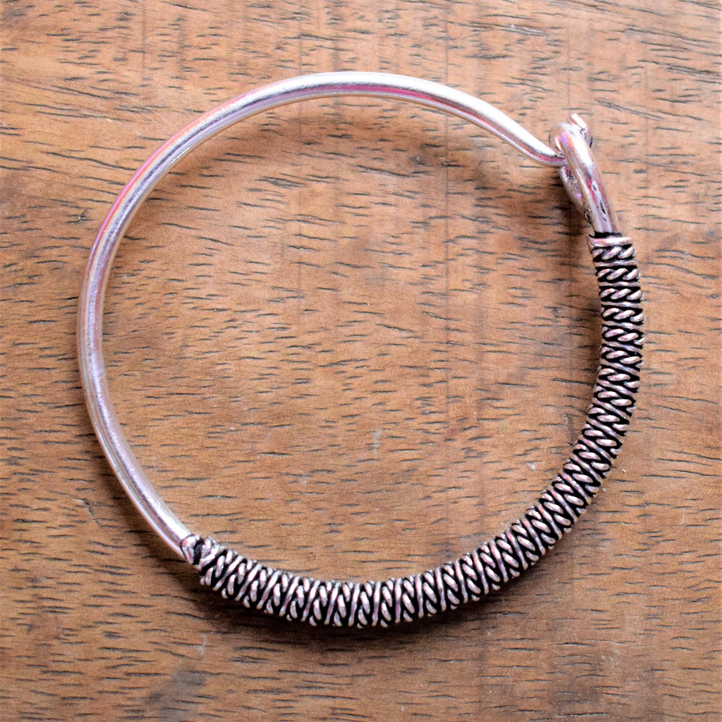 German Silver Coiled Clip-On Bracelet / Kada