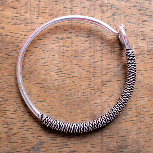 German Silver Coiled Clip-On Bracelet / Kada