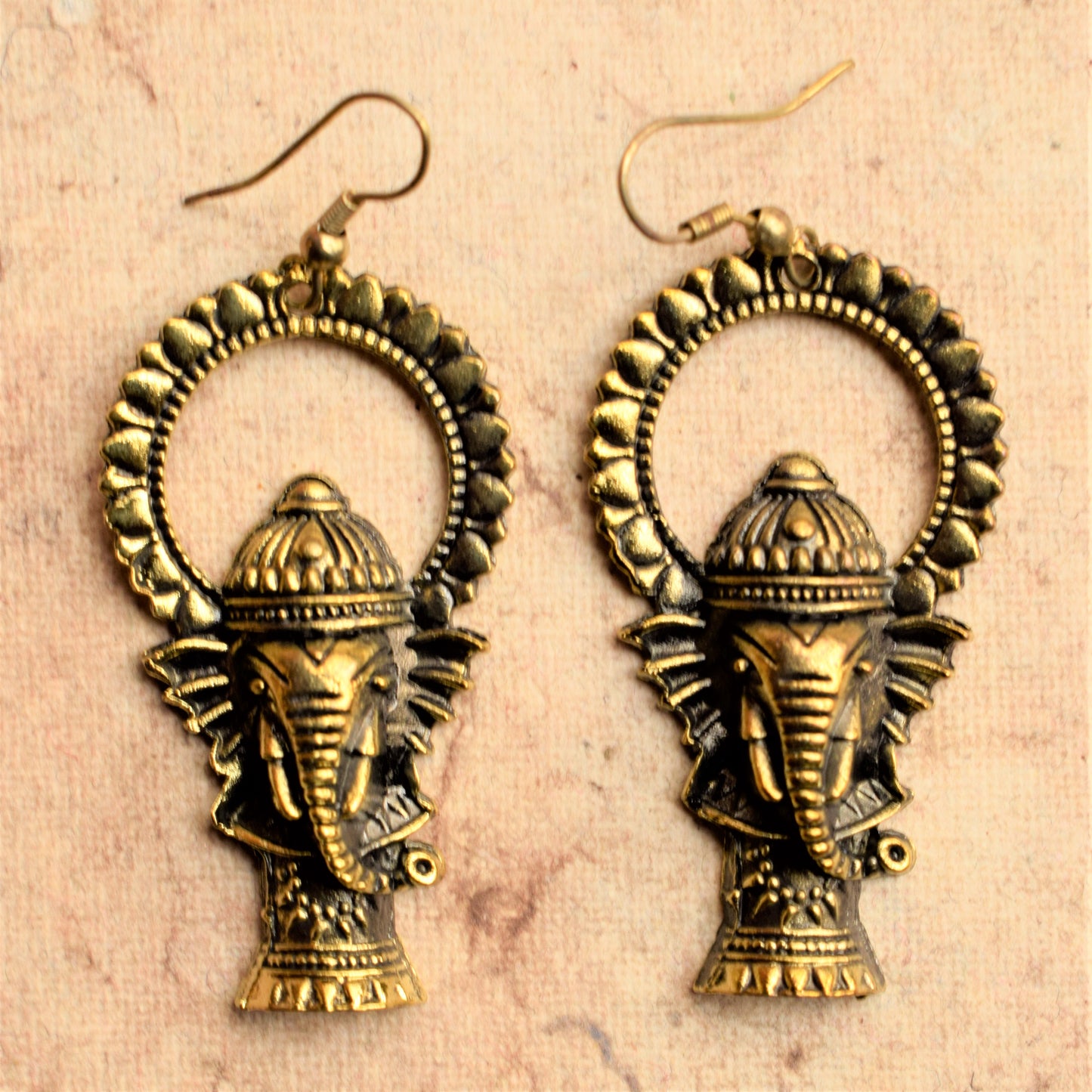 Ganesha Golden Oxidised Dangler