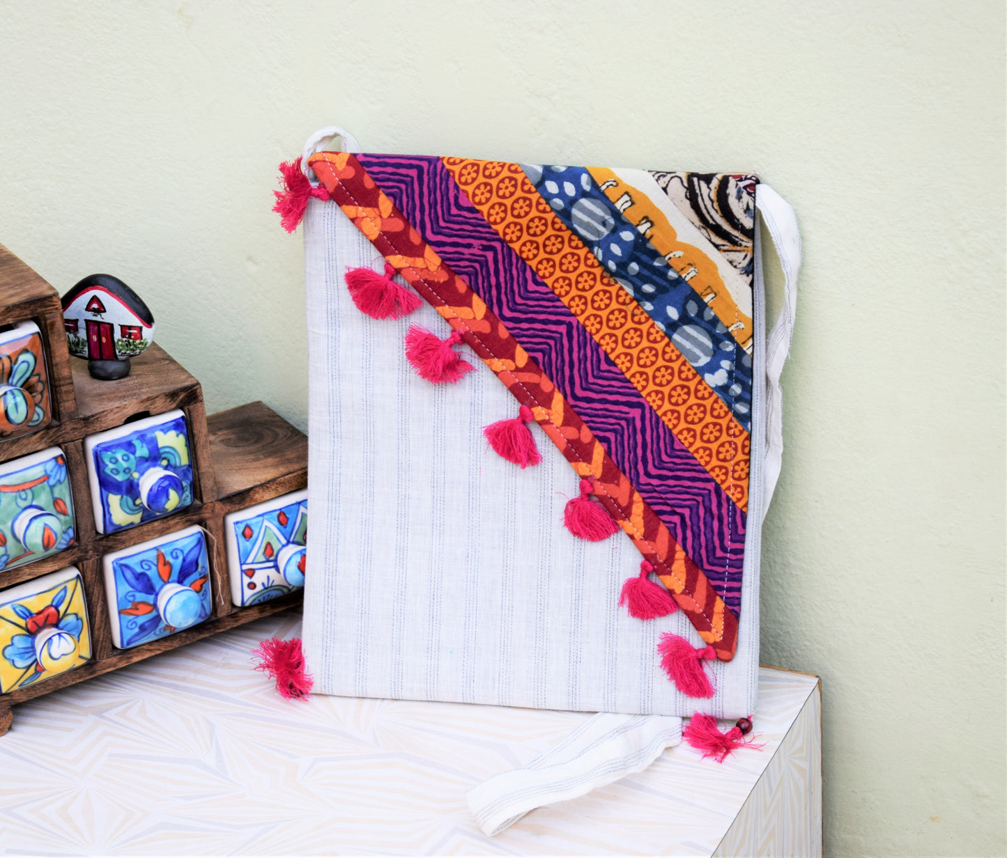 Handmade White Banjara Sling Bag