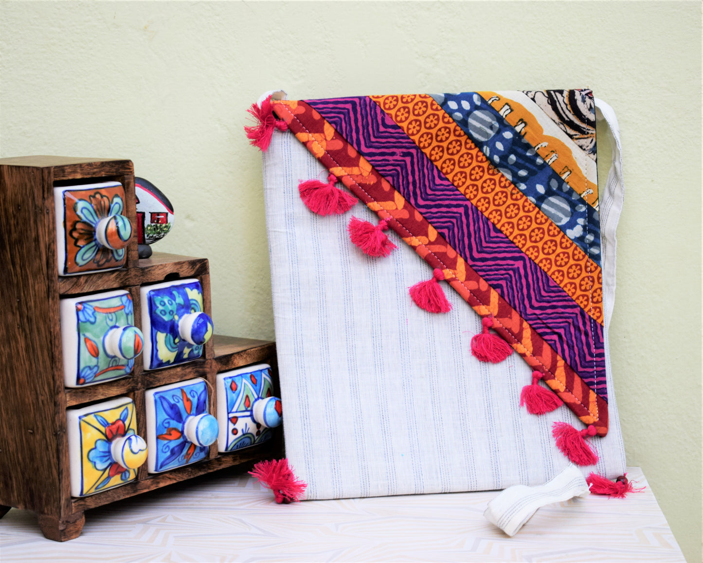 Handmade White Banjara Sling Bag