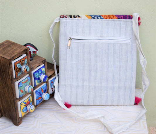 Handmade White Banjara Sling Bag