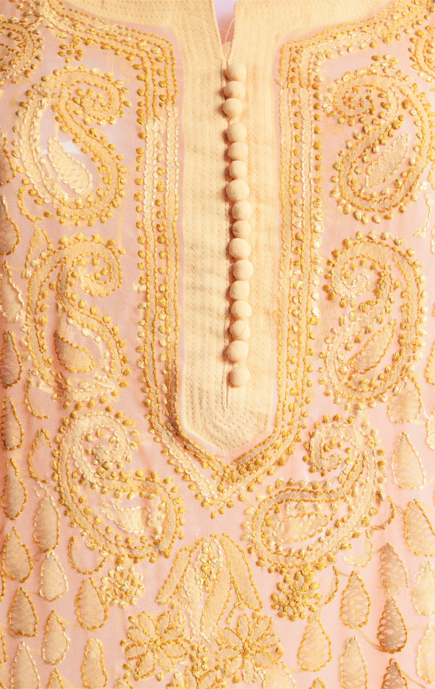 Beige Georgette Kurti with Chikan Embroidery