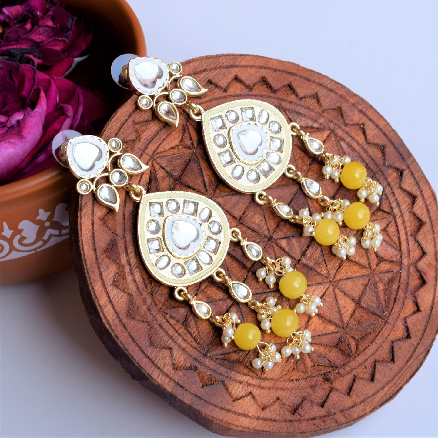 Gold Plated Dew Drop Lotus Earrings with Pearls