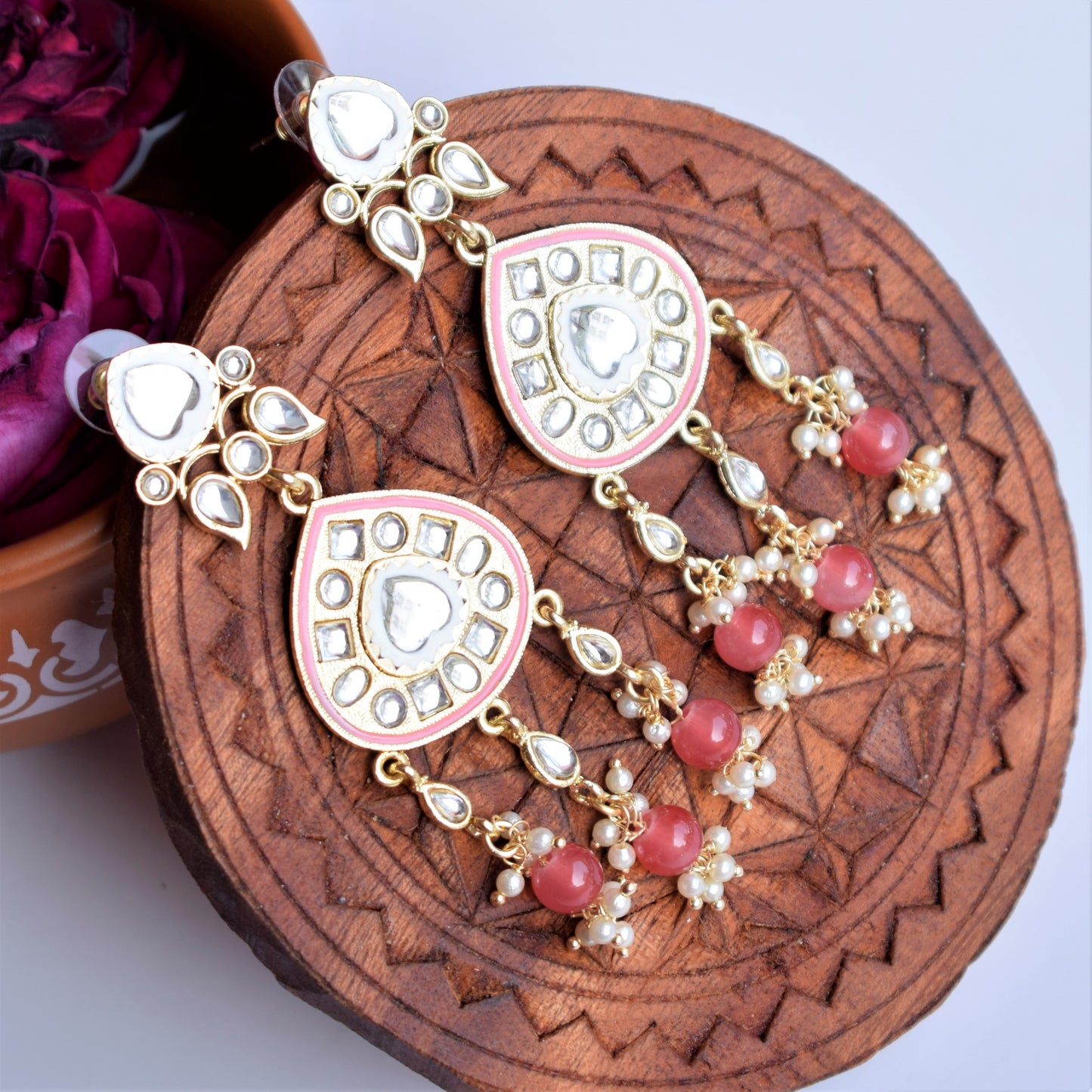 Gold Plated Dew Drop Lotus Earrings with Pearls