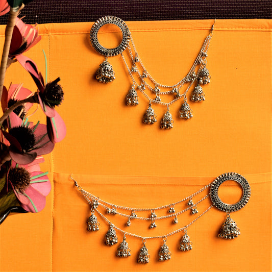 German Silver Chakra Stud Jhumka Bahubali Earring
