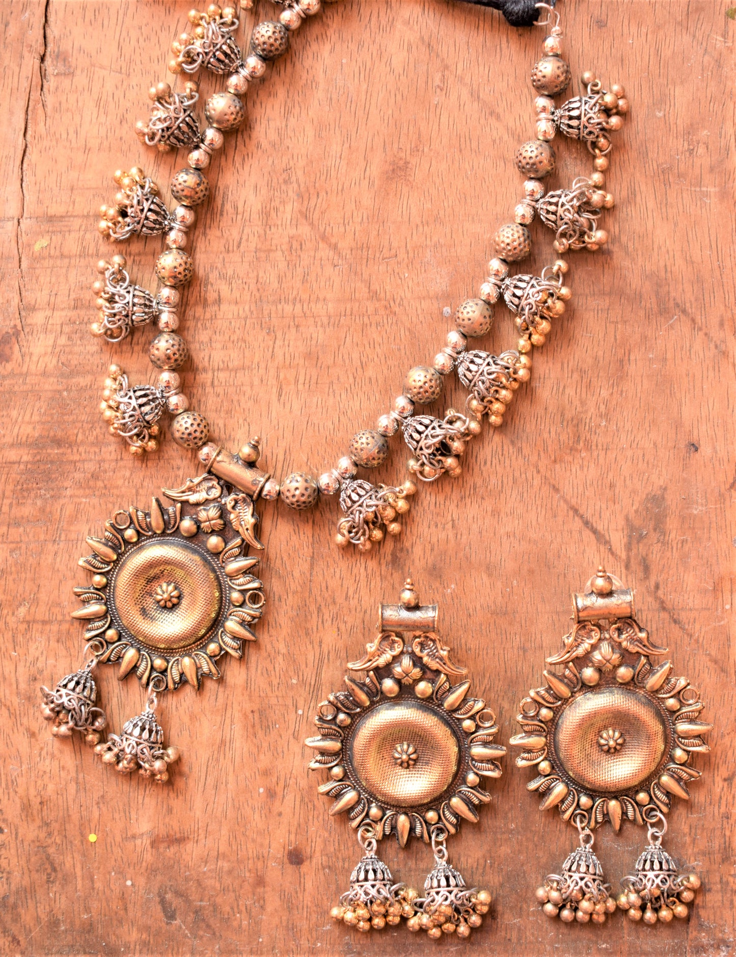Chakra Bead Jhumka Necklace Earring Set