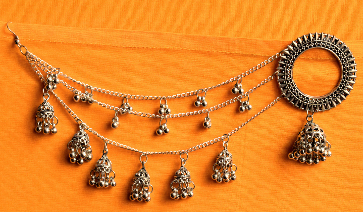 German Silver Chakra Stud Jhumka Bahubali Earring