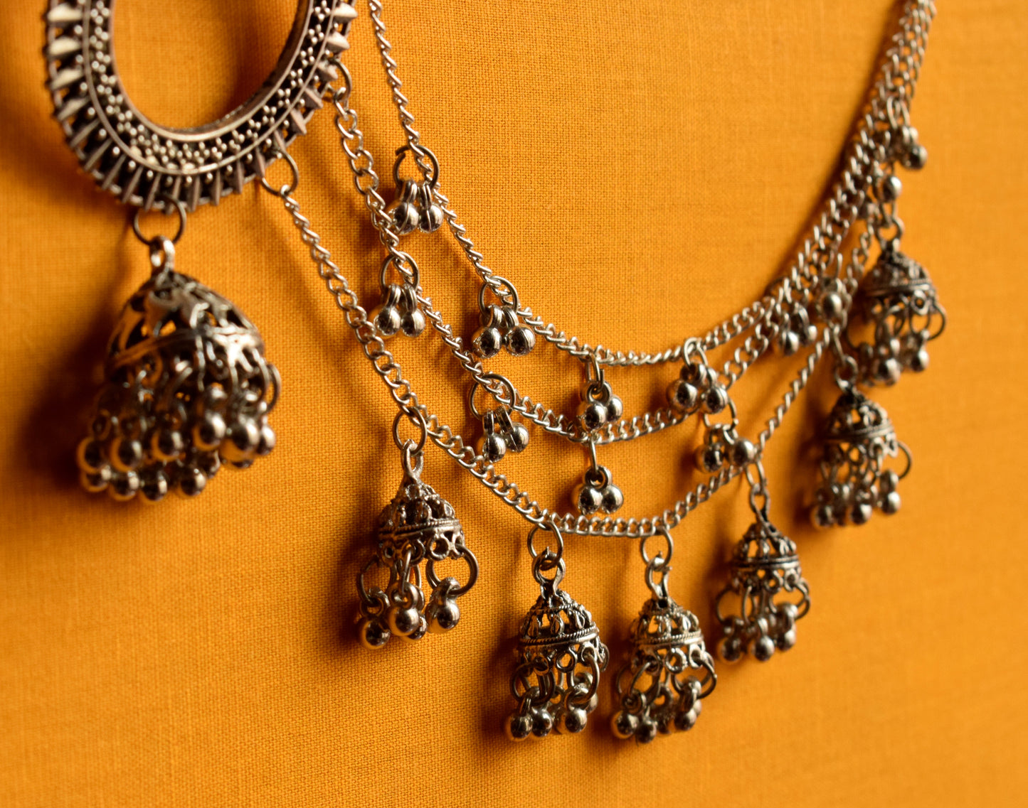 German Silver Chakra Stud Jhumka Bahubali Earring