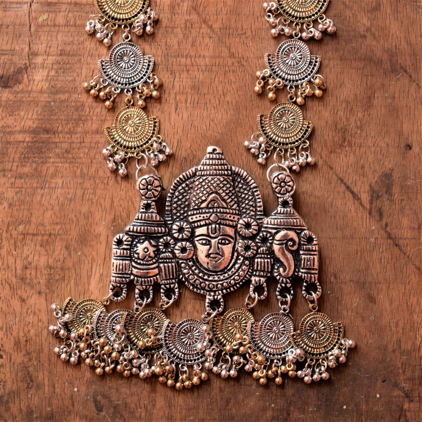 Dual Tone Vishnu Temple Necklace