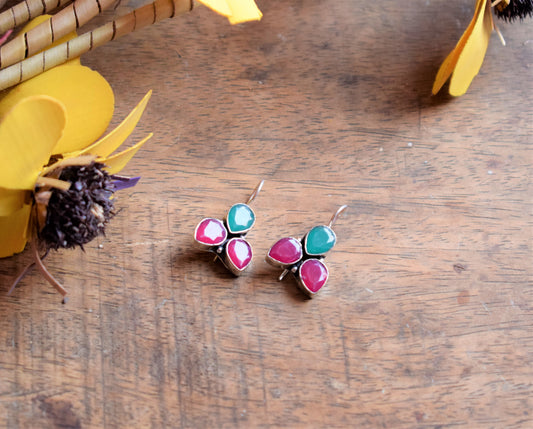 German Silver Dew Drop Cluster Earring (Gemstone)