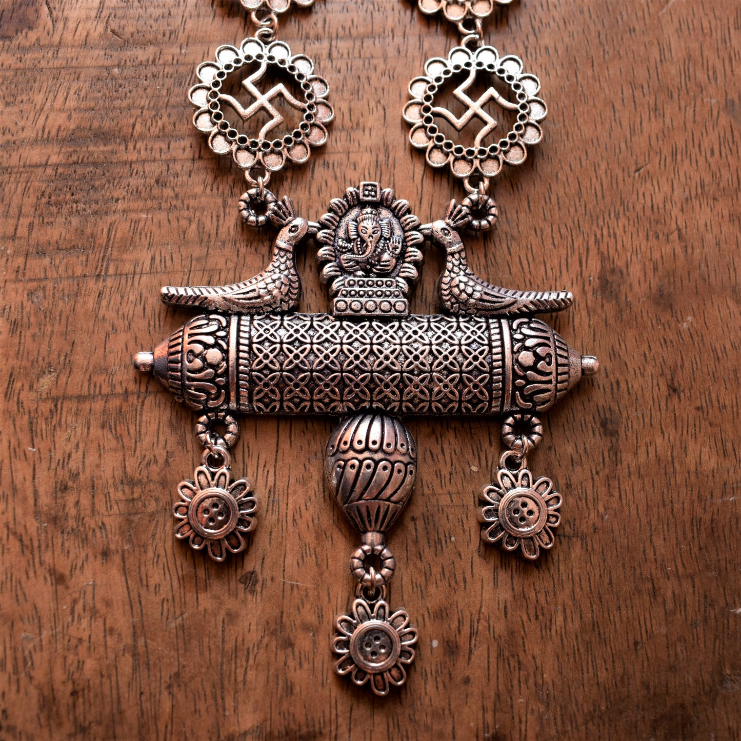 Swastik Long Chain Pendant Necklace Set