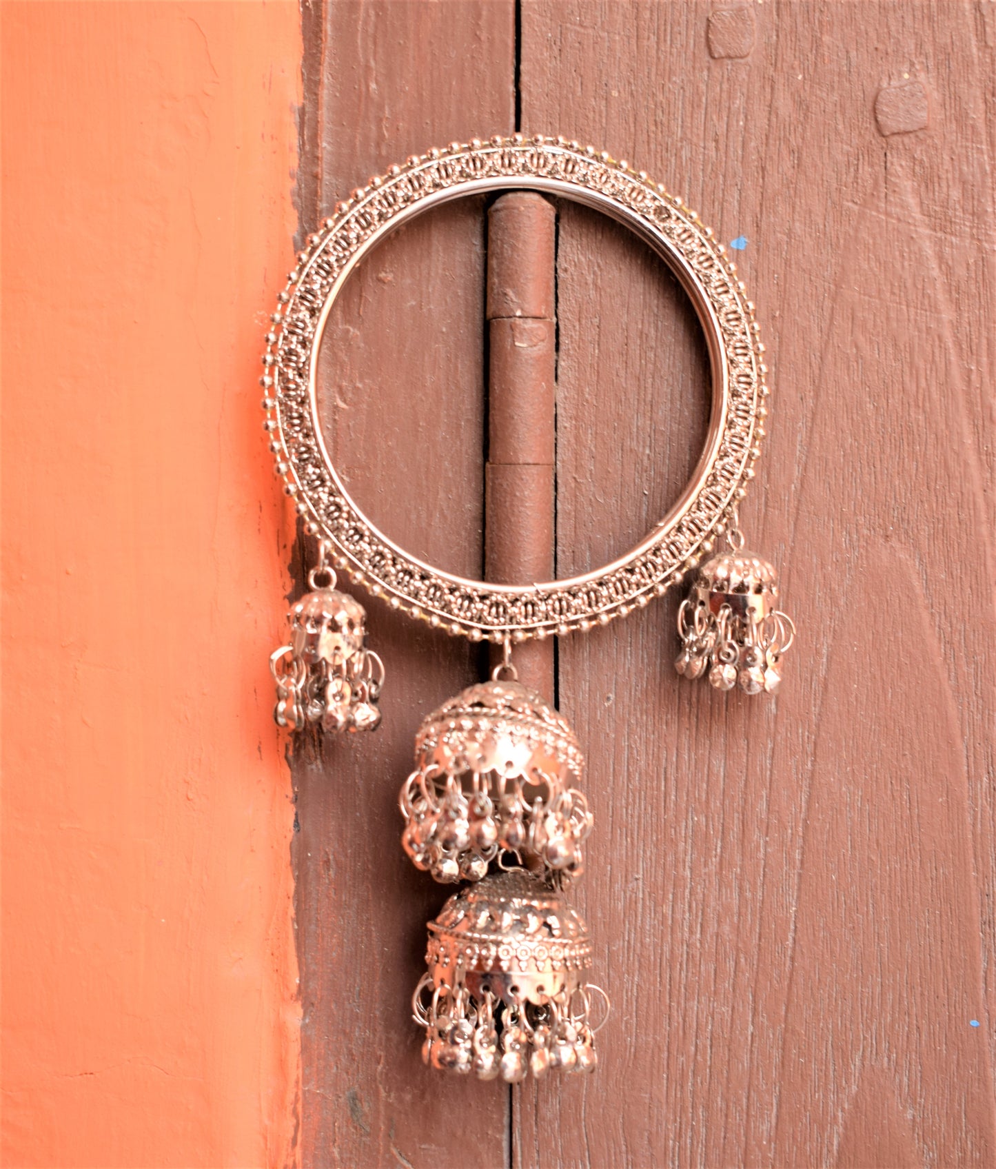 Silver Oxidised Jhumka Bangles