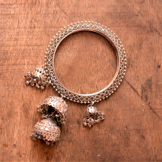 Silver Oxidised Jhumka Bangles