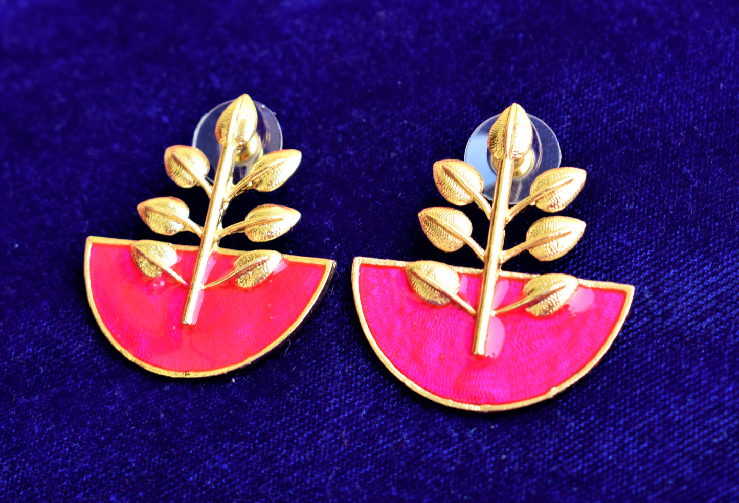 Gold Plated Meenakari Handwork Tulip Earrings - GlitterGleam