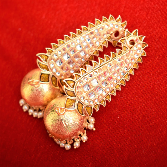 Kundan Peacock Jadau Jhumka Earrings - GlitterGleam