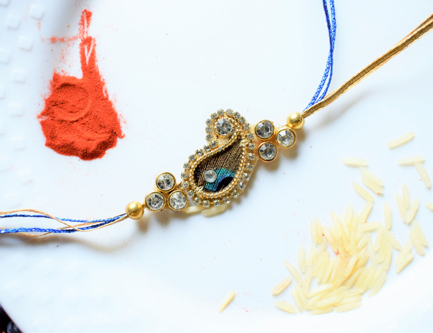 Peacock Feather Paisley Rakhi