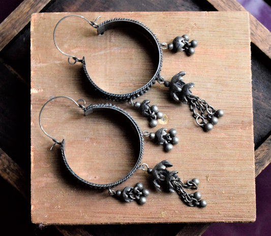 German Silver Tribal Vintage Hoops