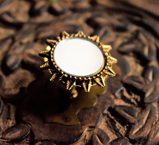 Golden Oxidized Mirror Finger Ring