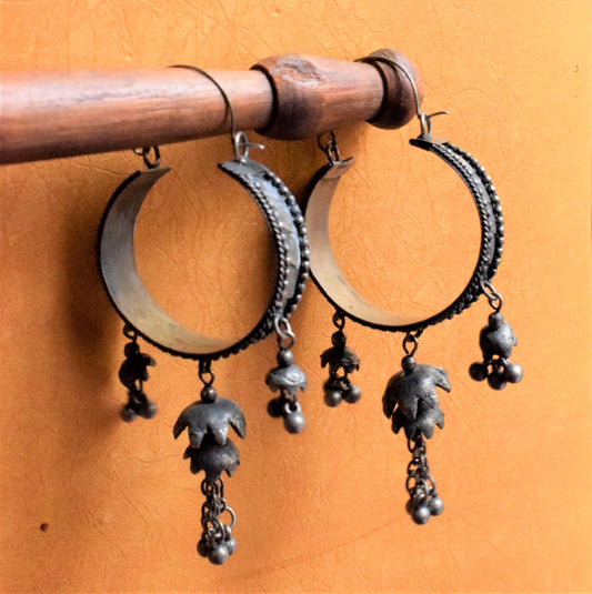 German Silver Tribal Vintage Hoops