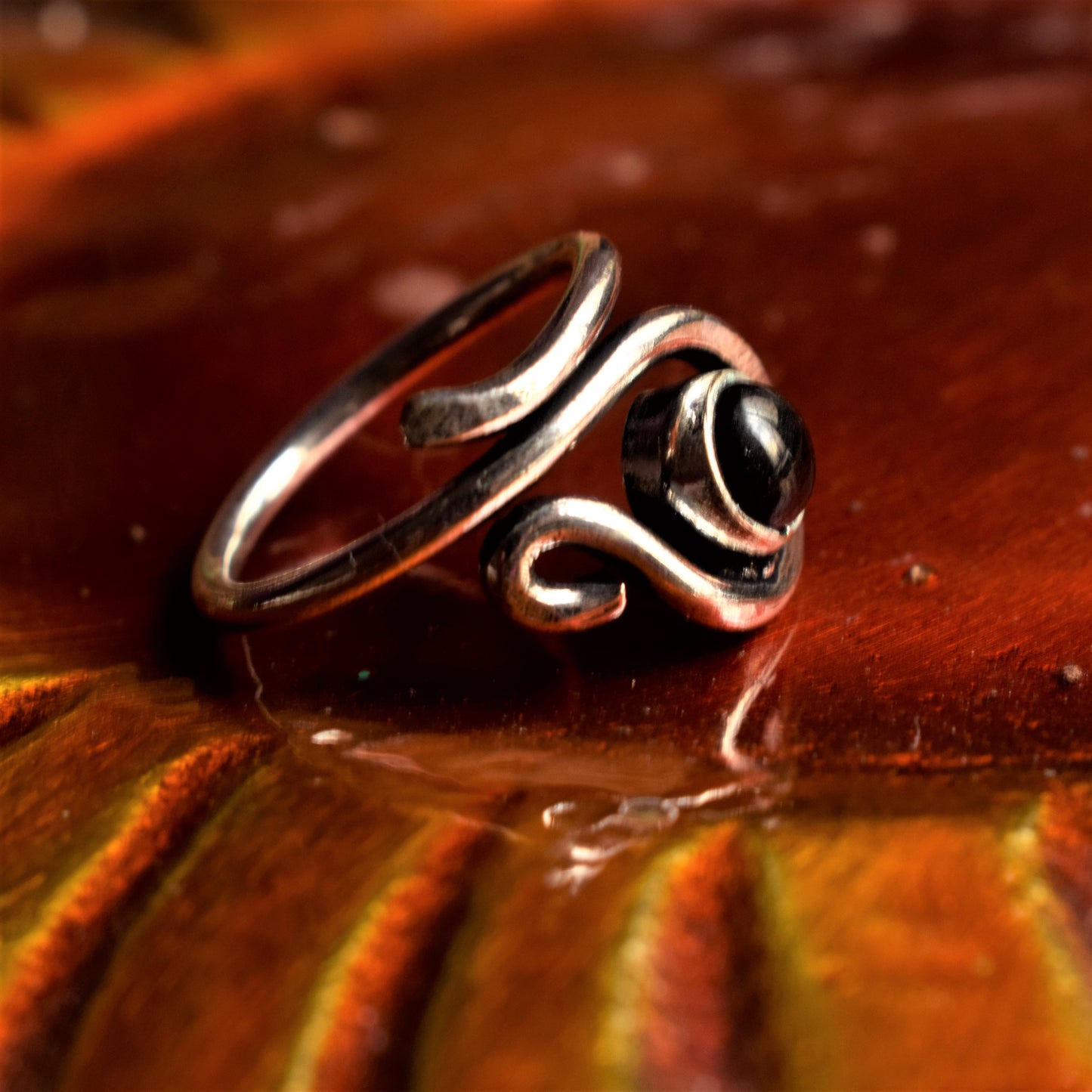 Spiral Gemstone German Silver Finger Ring