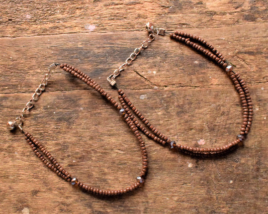 Crystal and Bead Anklet - GlitterGleam