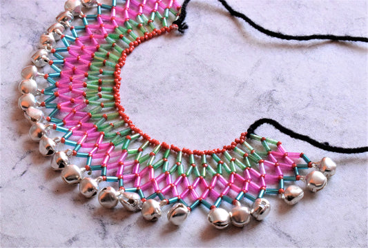 Multicolored Sequin and Bead Ghungroo Choker Necklace