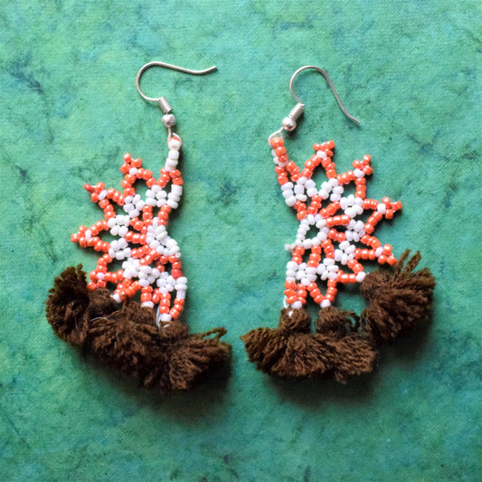 Tricolor Half Flower Pom Pom Bead Dangler