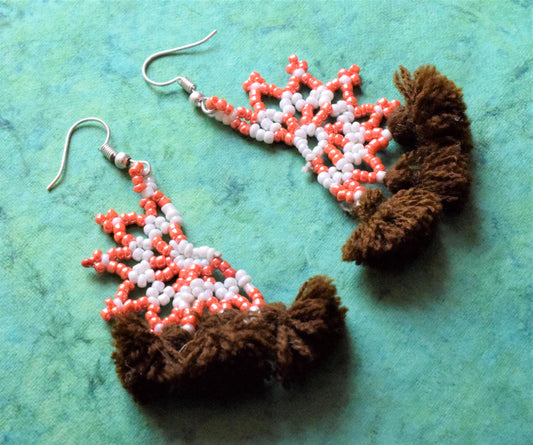 Tricolor Half Flower Pom Pom Bead Dangler