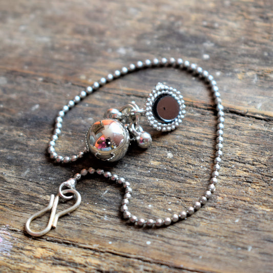 Silver Oxidized Mirror Hook Nose Push Pin - GlitterGleam