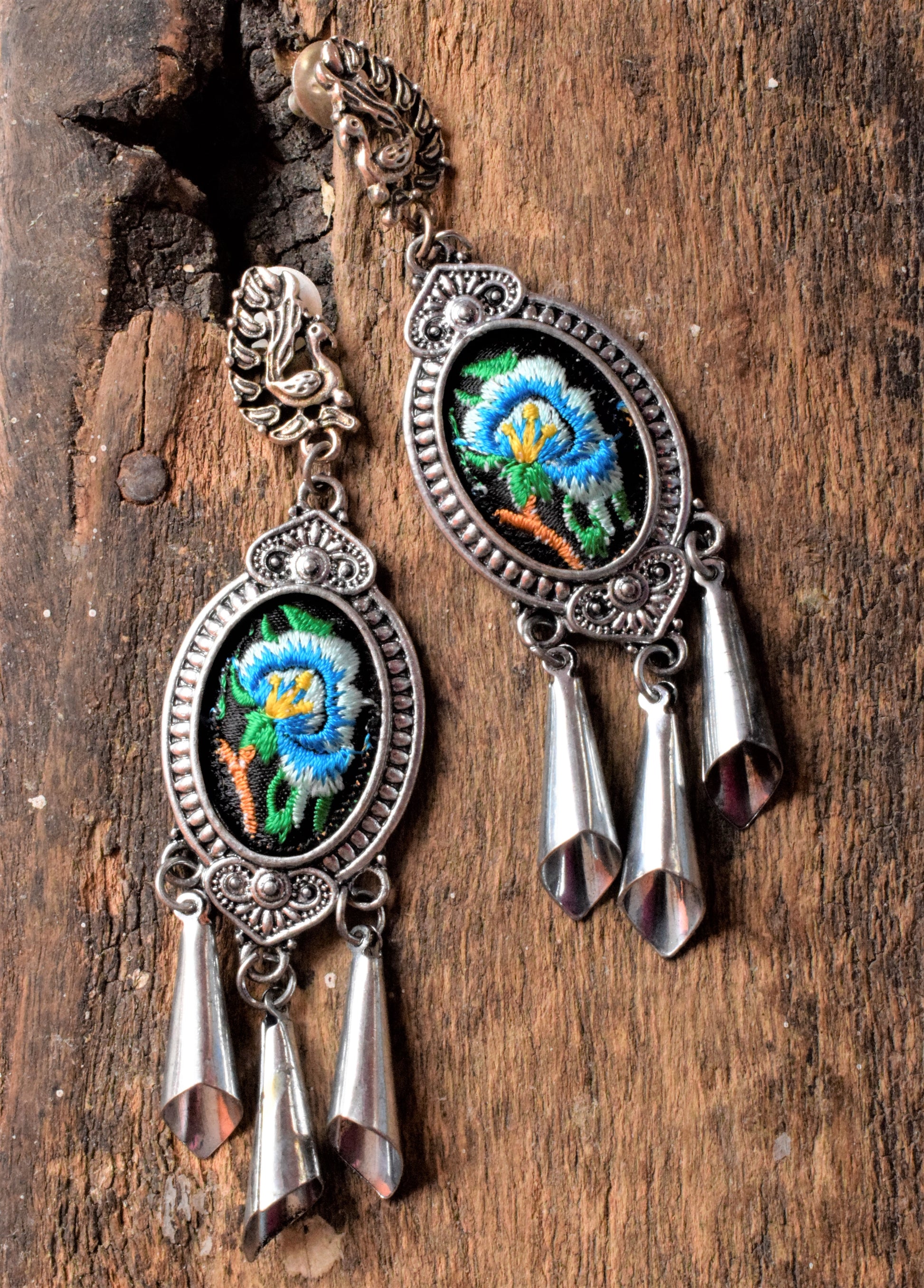 Floral Embroidered Earrings - GlitterGleam