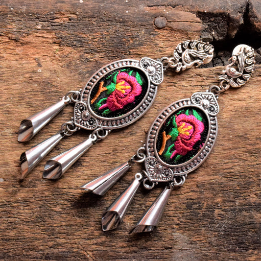 Floral Embroidered Earrings - GlitterGleam