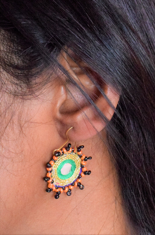 Multicolored Mirror Bead Chakra Danglers