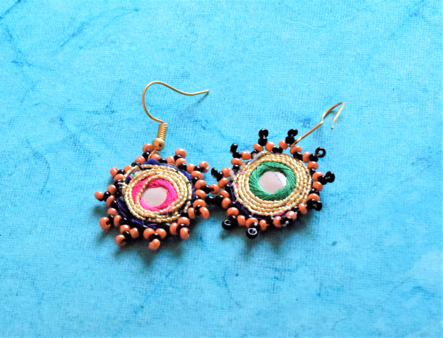 Multicolored Mirror Bead Chakra Danglers