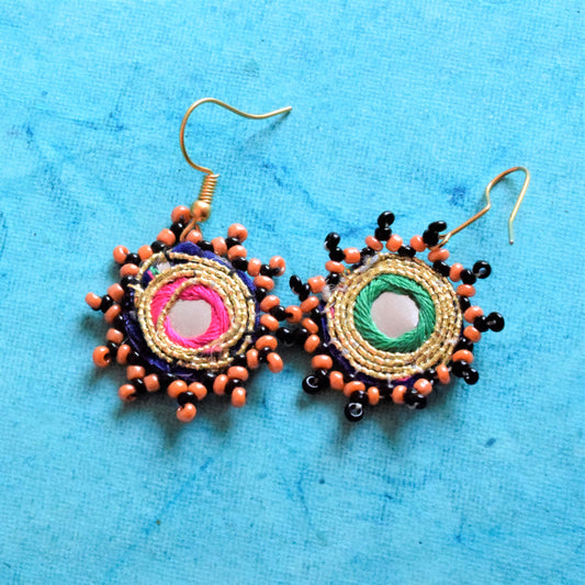Multicolored Mirror Bead Chakra Danglers