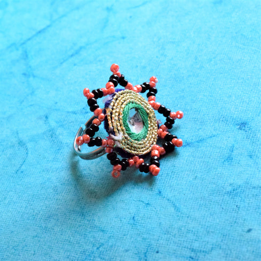 Mirror Style Tribal Bead Finger Ring