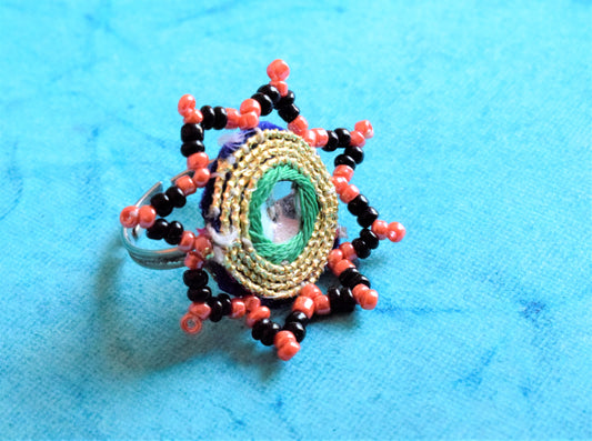 Mirror Style Tribal Bead Finger Ring