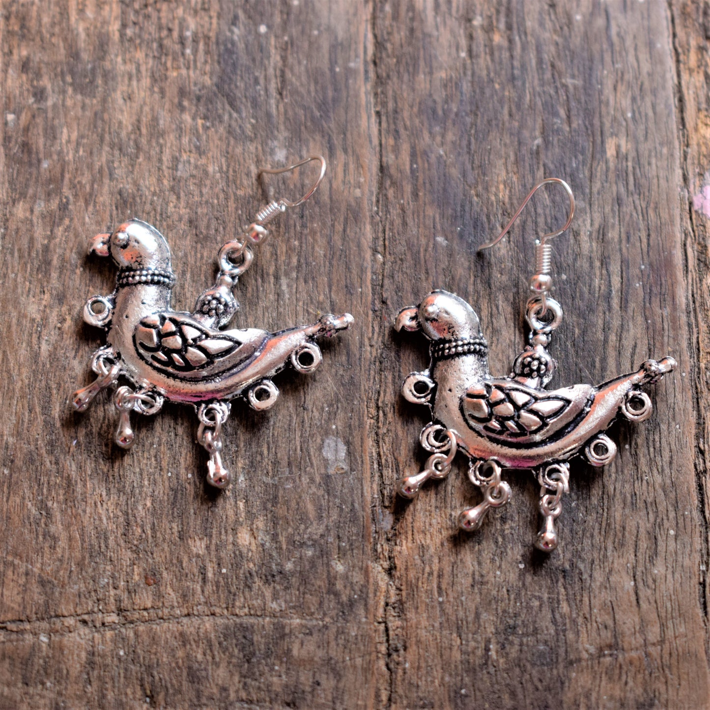 German Silver Bird Flower Pendant Necklace Set - GlitterGleam