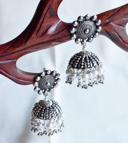 Large German Silver Pearl Jhumka