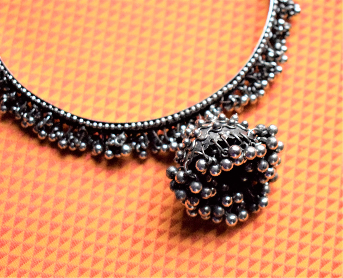 Ghungroo Jhumka German Silver Choker Necklace
