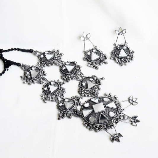 Vintage Mirror Work Rani Necklace Set