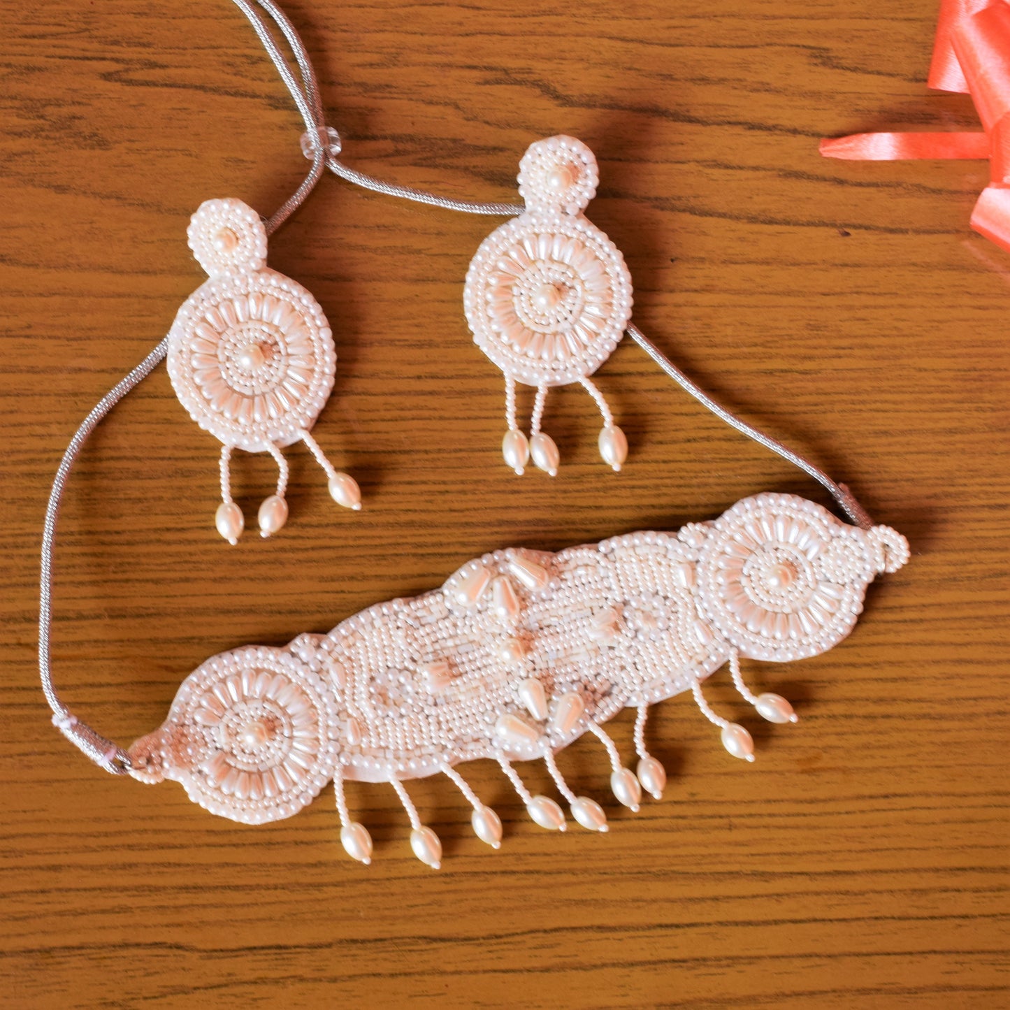 Pearl Paradise Handcrafted Choker Necklace with Earrings
