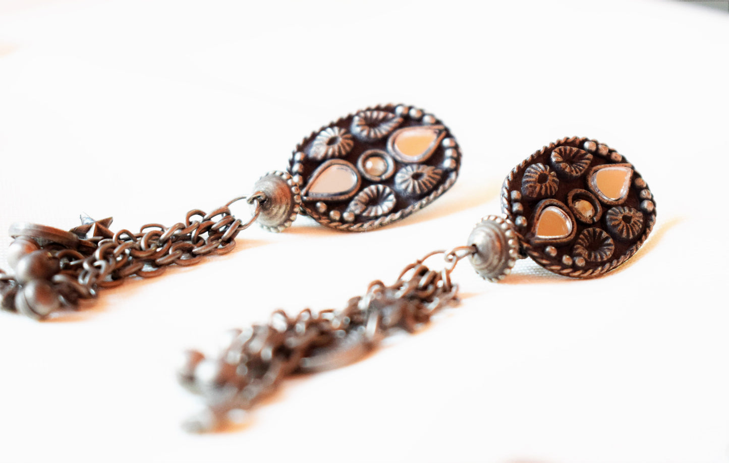 Mirror Embellished Charm Hasli Choker Necklace with Earrings