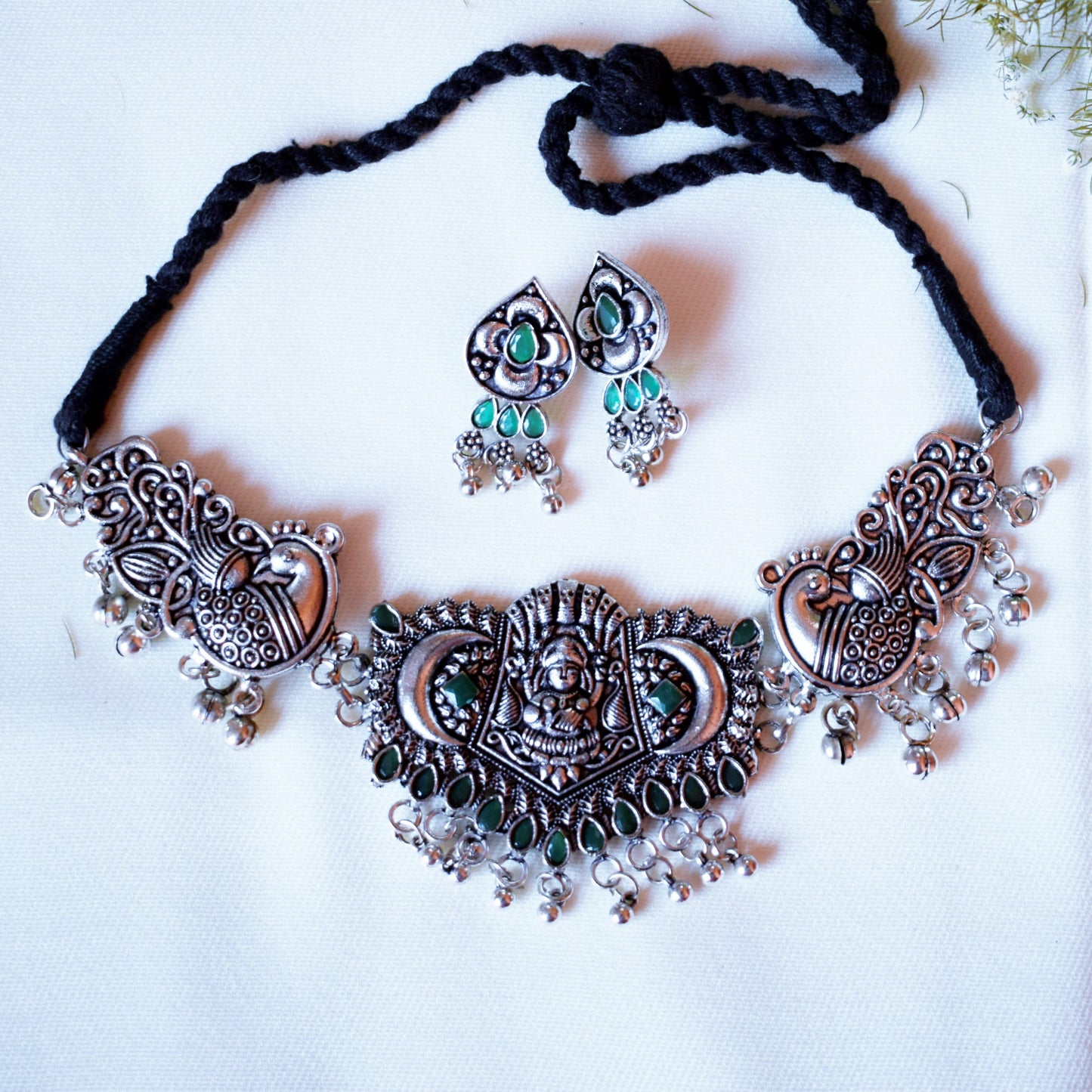 ShreeLakshmi German Silver Choker Necklace with Earrings