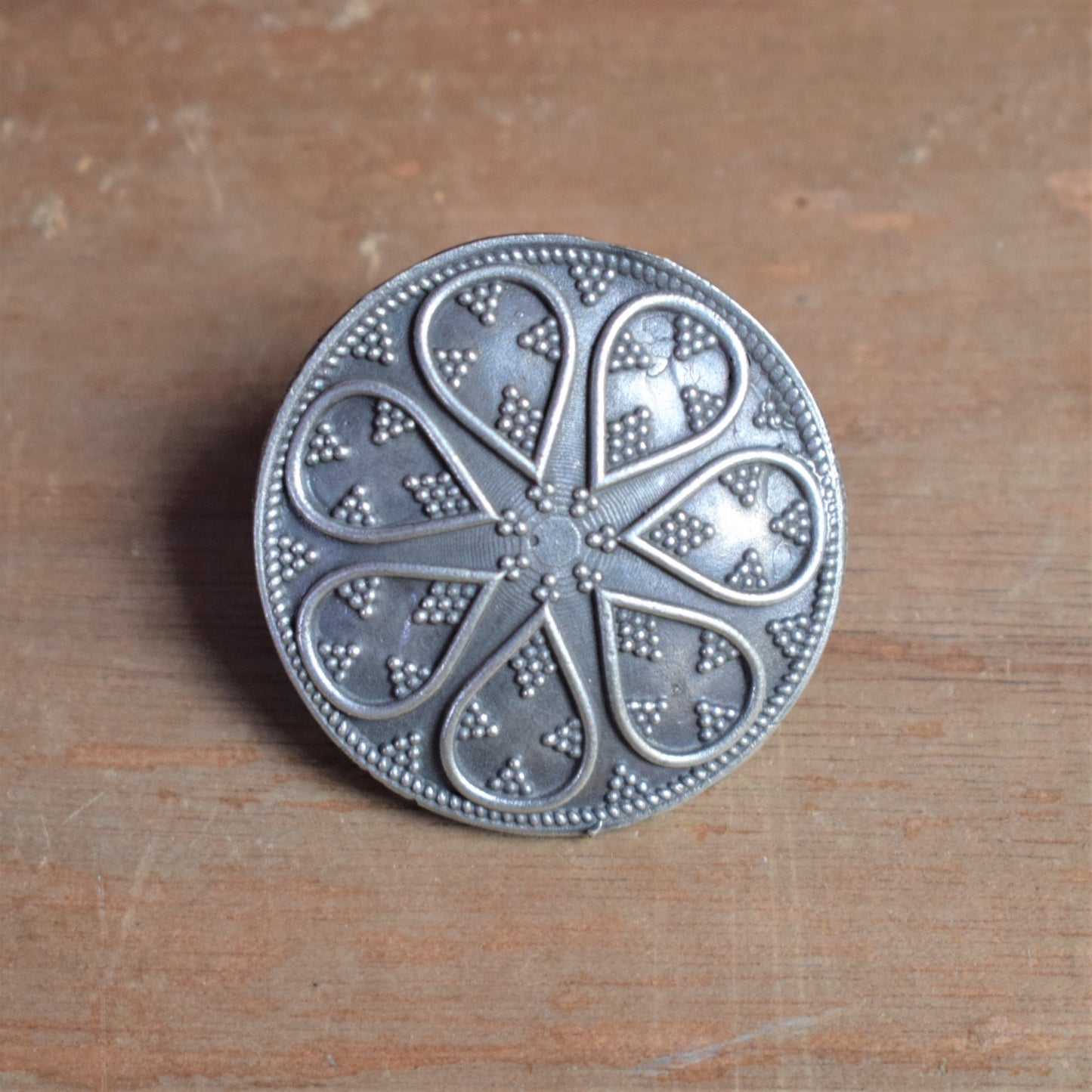 Large German Silver Flower Stud Earring - GlitterGleam