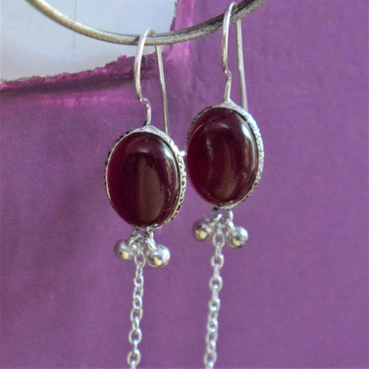 German Silver Gemstone Ball Drop Earrings - GlitterGleam