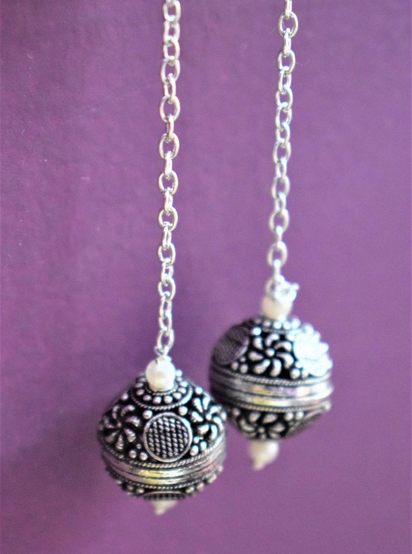 German Silver Gemstone Ball Drop Earrings - GlitterGleam