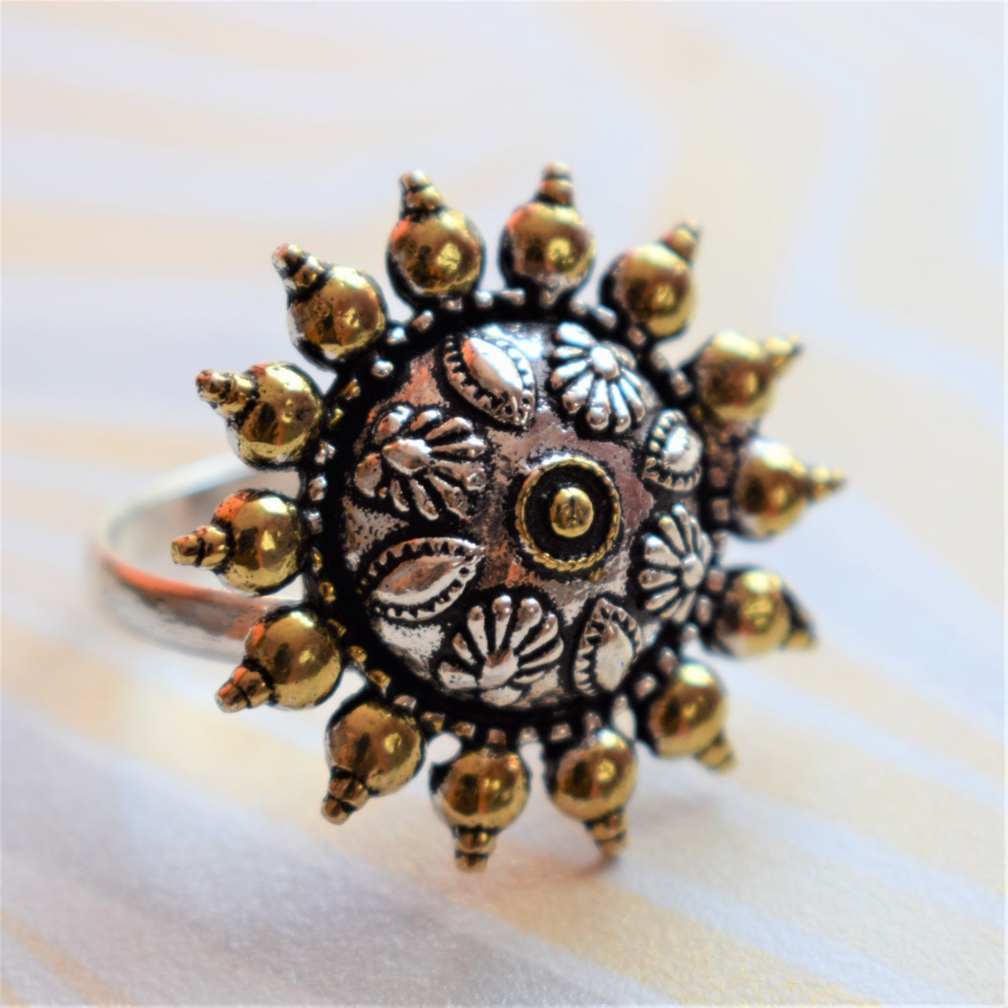Sun Chakra Stud Earring and Finger Ring